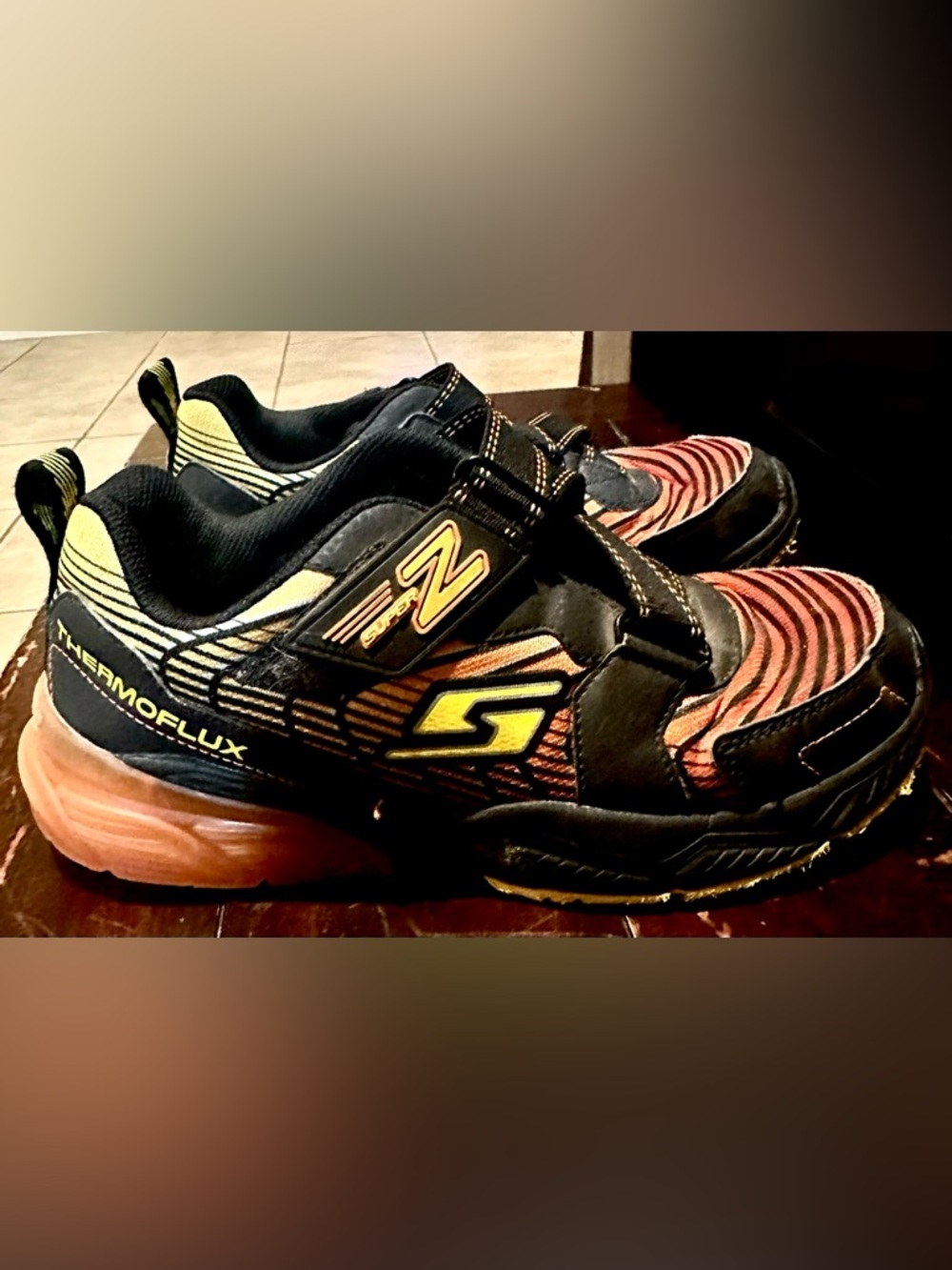 Skechers Black/Yellow/Orange Boys Size 3.5